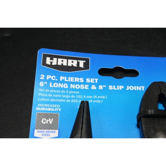 2 Piece Pliers Set From Hart-6" Long Nose &‎ 8" Slip Joint Brand New - Picture 4 of 7